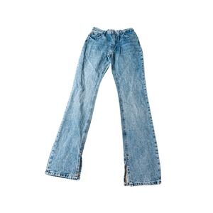NWT Zara Women Straight Leg Light Wash Jeans Size 4 High Rise Slim Fit Split Hem